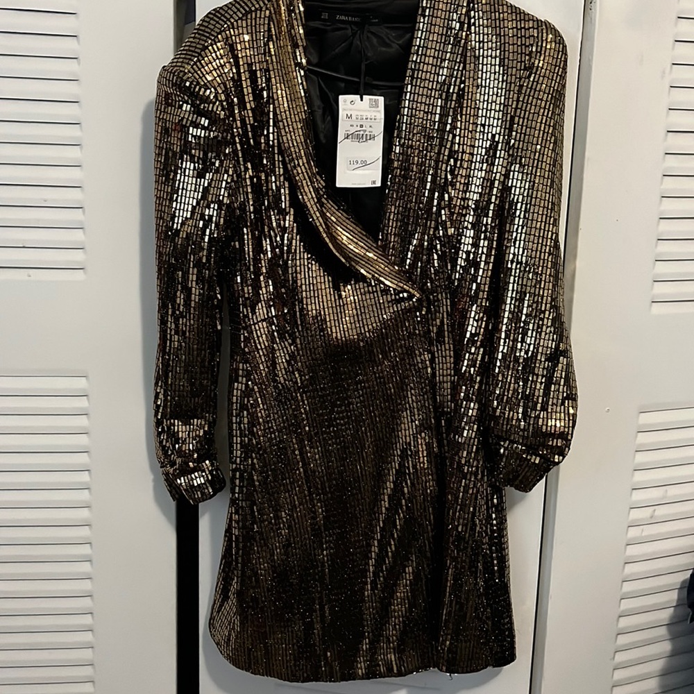 Black and gold Zara dress